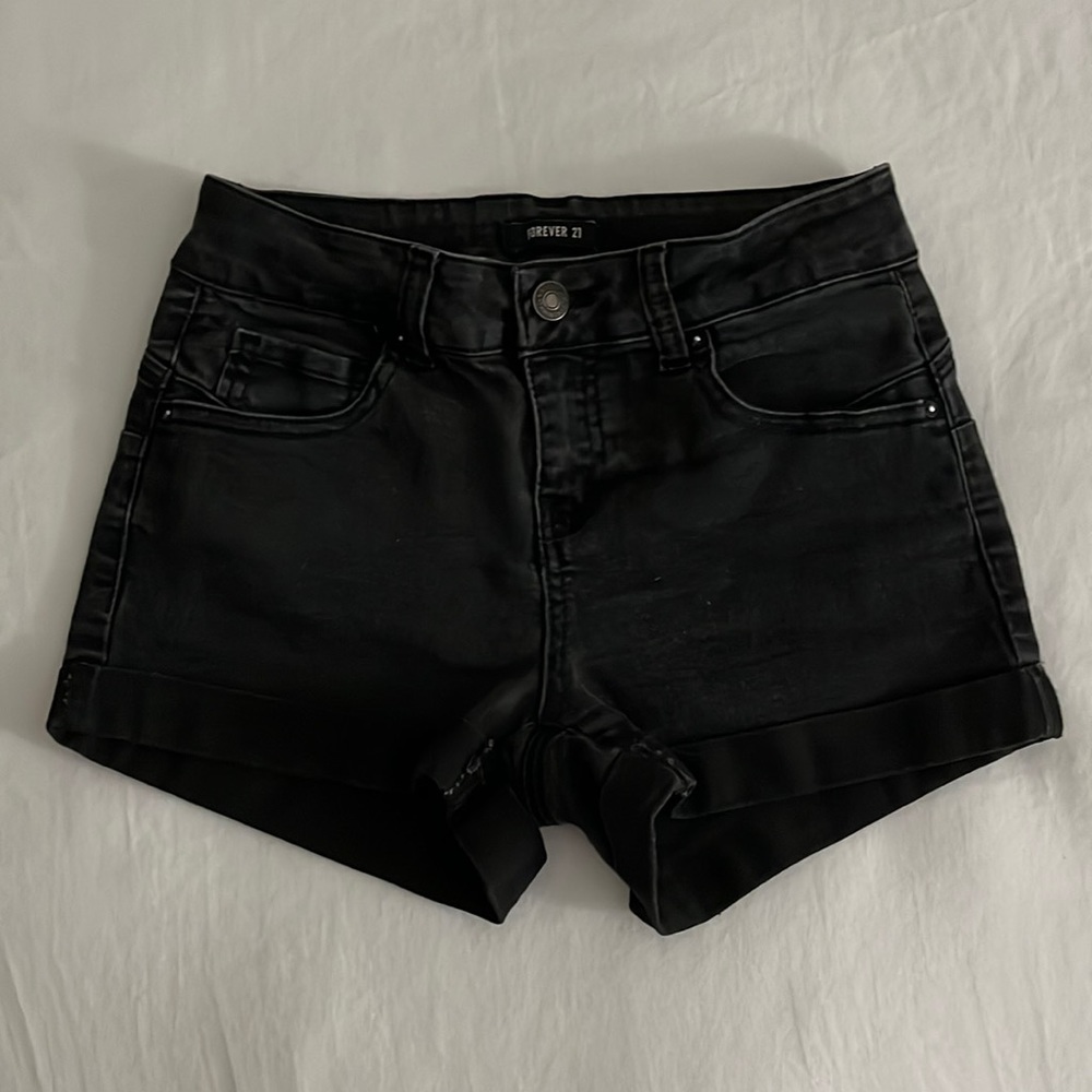 Forever 21 Black Denim Shorts, Size Small